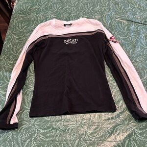 Ducati Women's Black and White Long Sleeve Tee